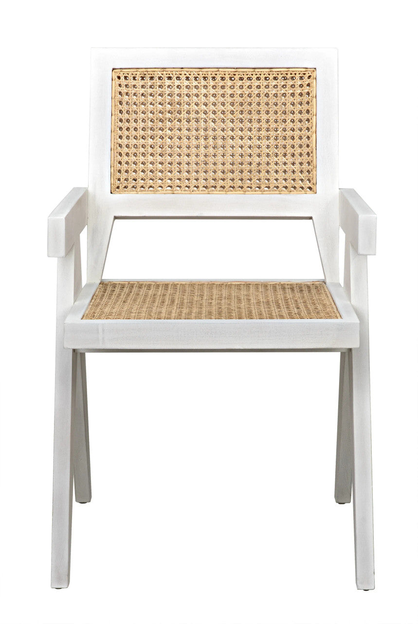 Noir Jude Chair with Caning in White Wash GCHA278WH