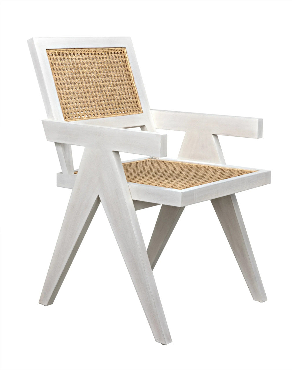 Noir Jude Chair with Caning in White Wash GCHA278WH