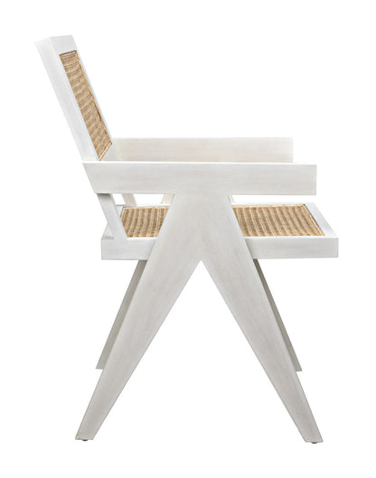 Noir Jude Chair with Caning in White Wash GCHA278WH