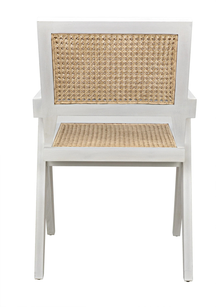 Noir Jude Chair with Caning in White Wash GCHA278WH