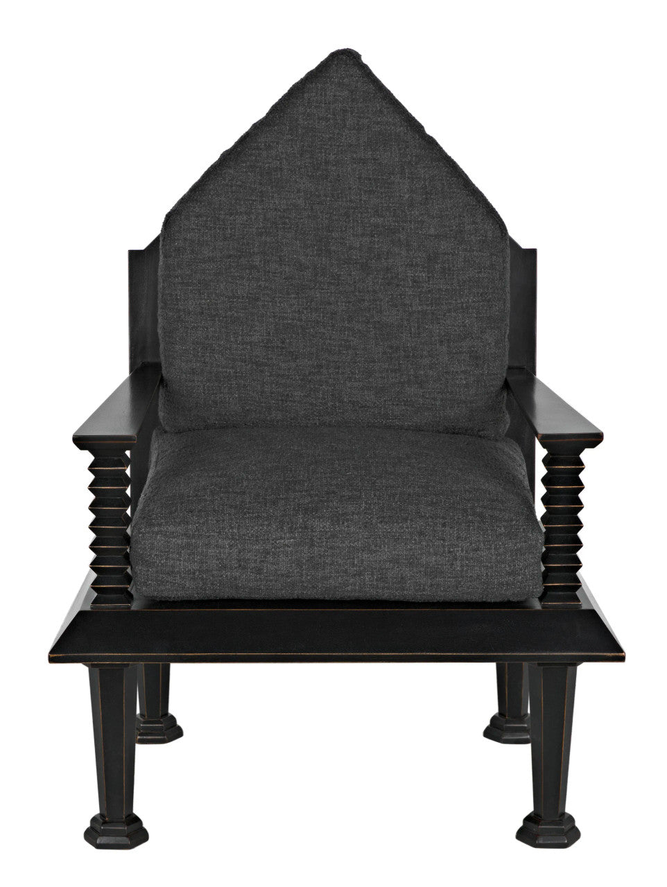 Noir Resurrection Chair with US Made Cushions in Hand-Rubbed Black GCHA308-GREY