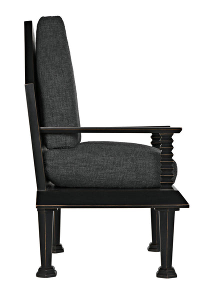 Noir Resurrection Chair with US Made Cushions in Hand-Rubbed Black GCHA308-GREY