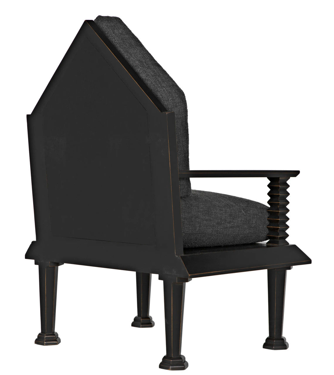 Noir Resurrection Chair with US Made Cushions in Hand-Rubbed Black GCHA308-GREY