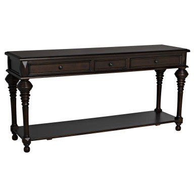 Noir Colonial Large Sofa Table in Distressed Brown GCON102D