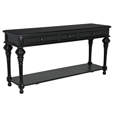 Noir Colonial Sofa Table in Distressed Black GCON102