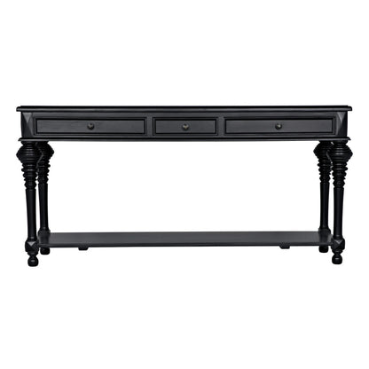 Noir Colonial Sofa Table in Distressed Black GCON102