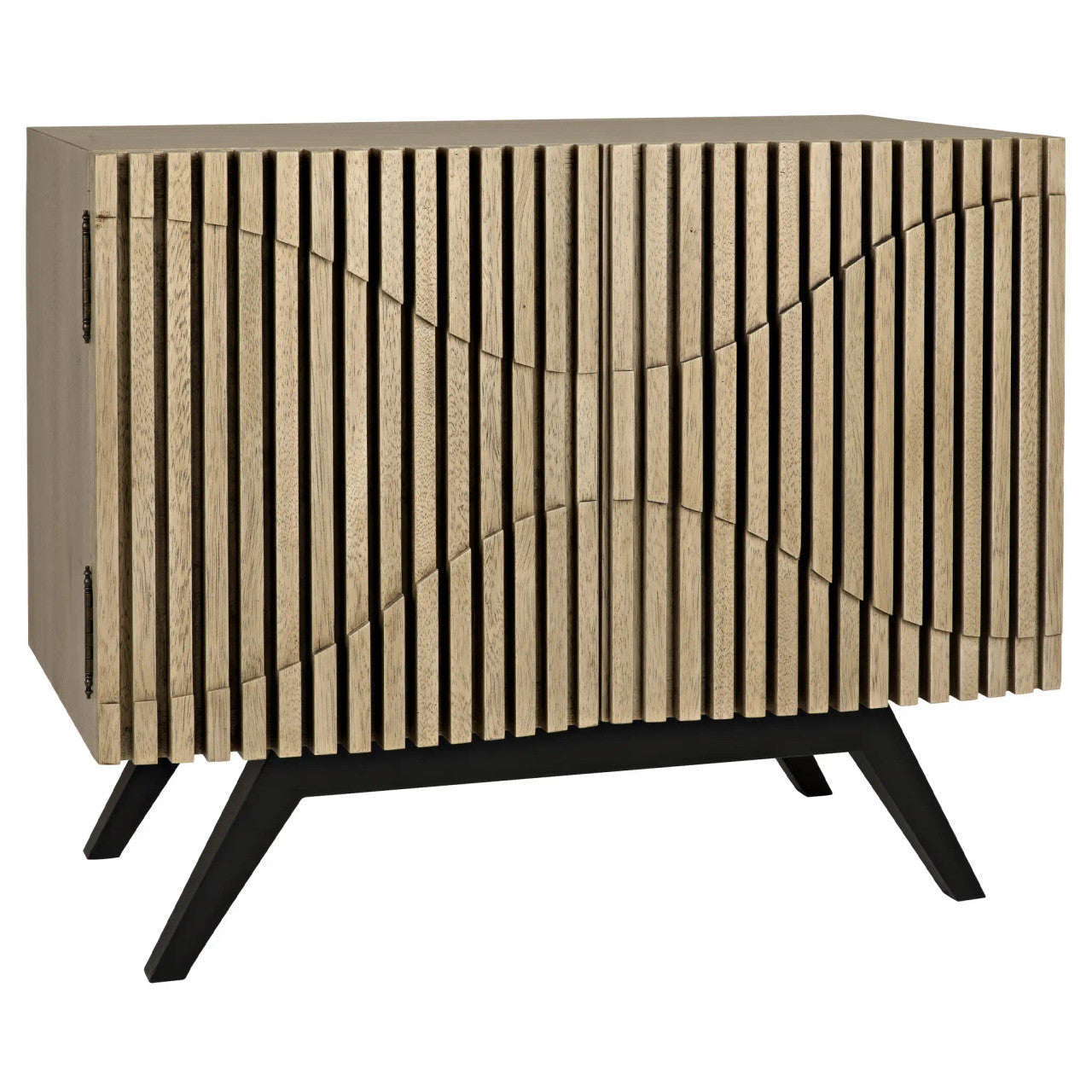 Noir Illusion Single Sideboard with Steel Base in Bleached Walnut w/ Matte Black Frame GCON244BW-1