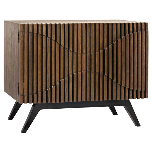 Noir Illusion Single Sideboard with Steel Base in Dark Walnut w/ Matte Black Frame GCON244DW-1