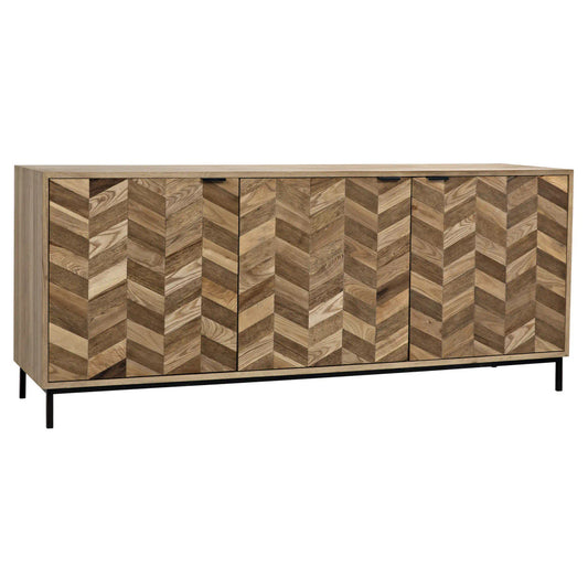 Noir Herringbone Sideboard in Dark Walnut and Washed Walnut w/ Matte Black Base GCON270MTB