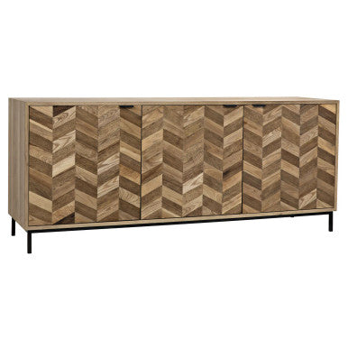 Noir Herringbone Sideboard in Dark Walnut and Washed Walnut w/ Matte Black Base GCON270MTB