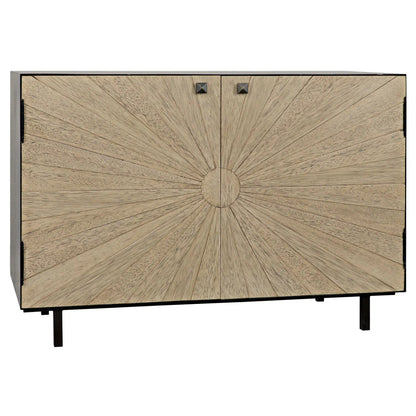 Noir Ray Sideboard with Steel Box in Bleached Walnut w/ Matte Black Frame GCON308BW