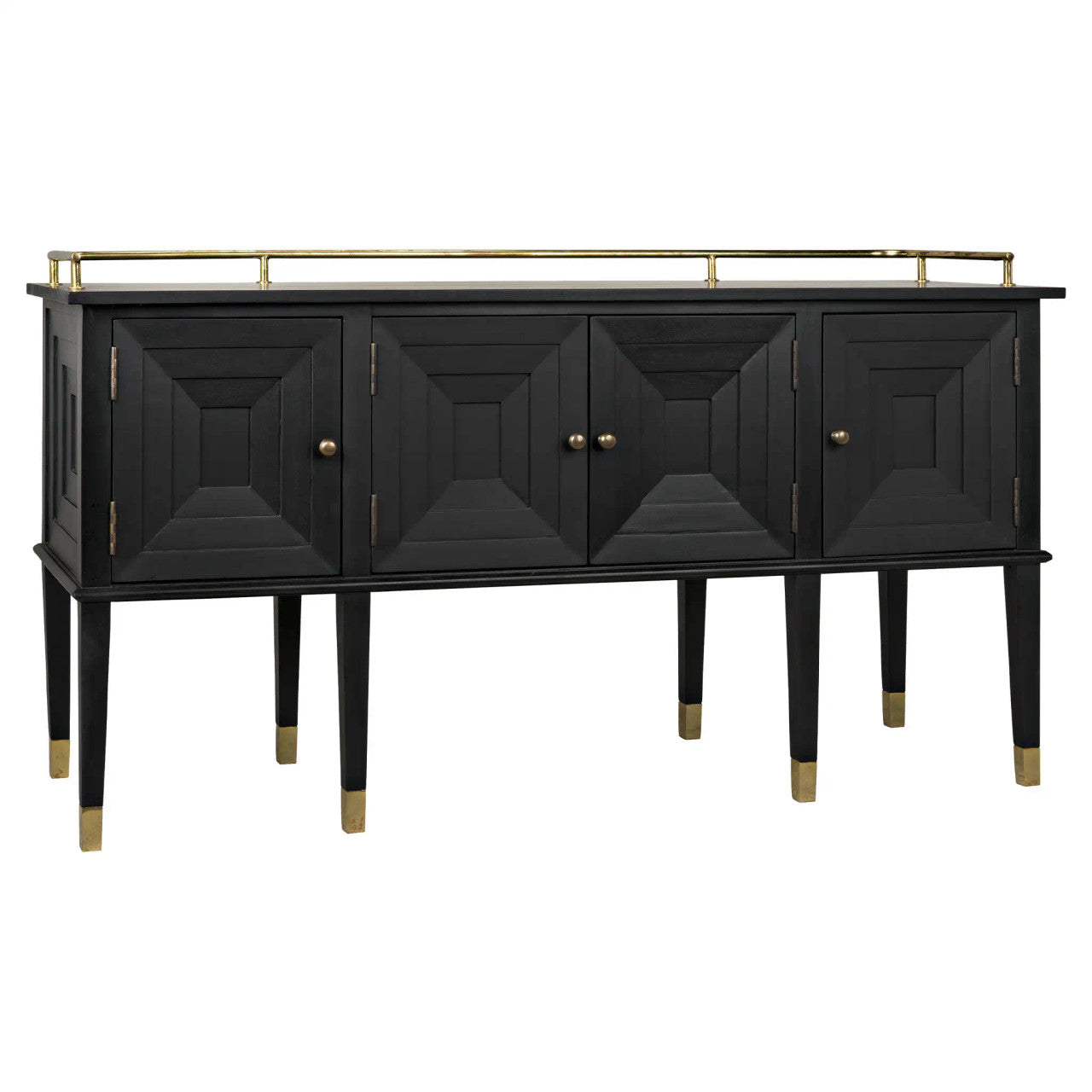 Noir Conveni Sideboard with Brass Detail in Charcoal Black and Brass GCON314CH