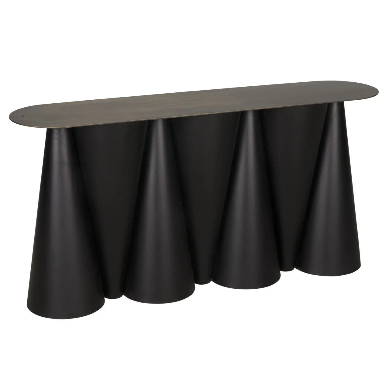 Noir Salt and Pepper Console in Matte Black Base w/ Aged Brass Top GCON327MTB