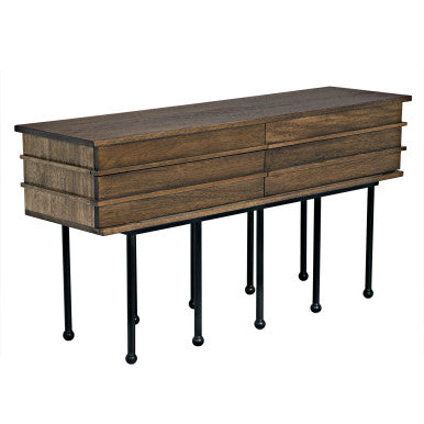 Noir Oliver Console in Dark Walnut with Matte Black Base GCON355DW