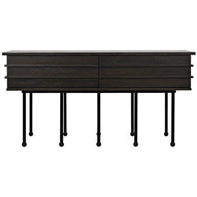 Noir Oliver Console in Ebony Walnut w/ Matte Black Base GCON355EB