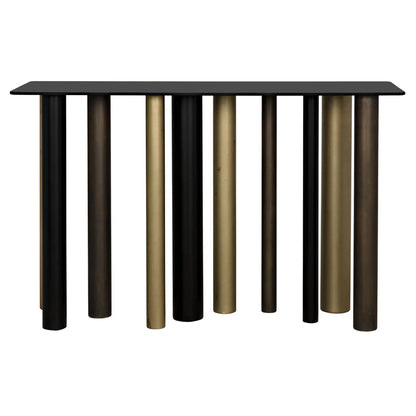 Noir Tessio Console in Matte Black, Brass and Aged Brass GCON366