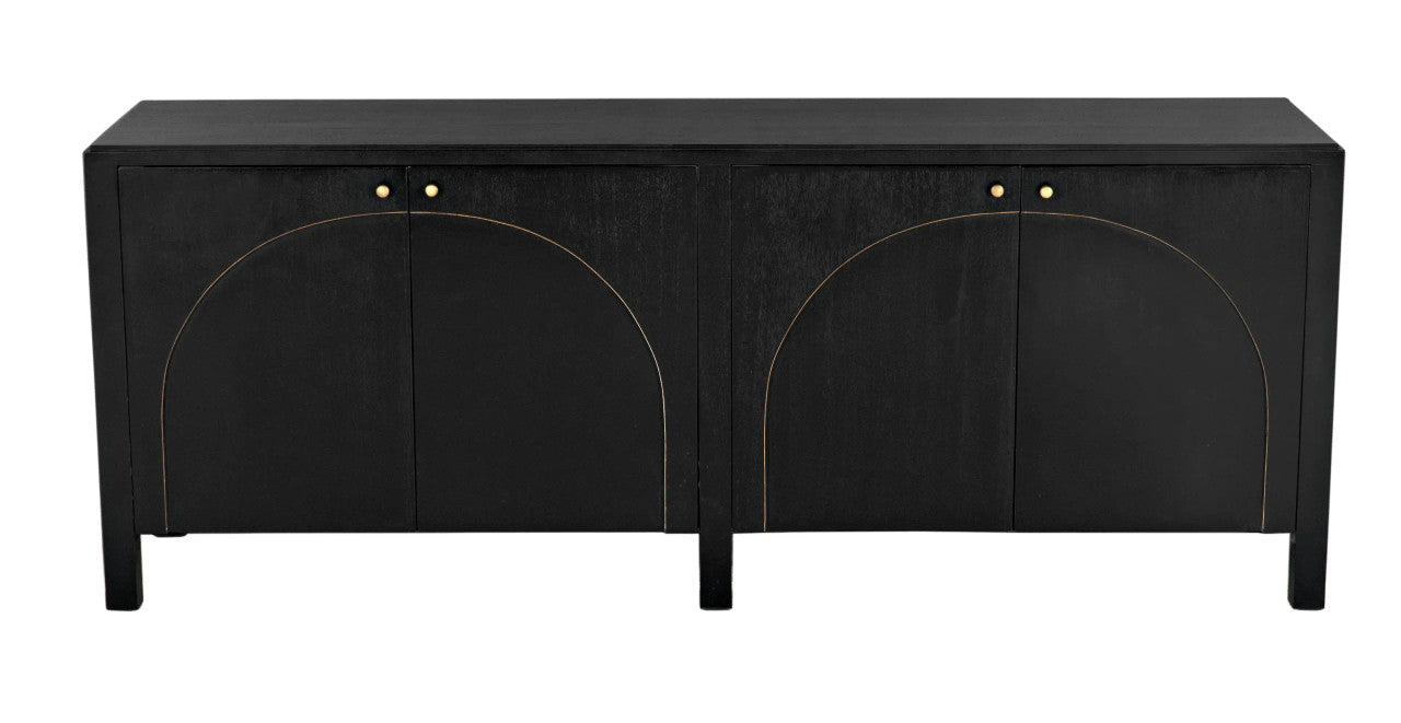 Noir Weston Sideboard in Hand Rubbed Black with Light Brown Trim GCON386HB