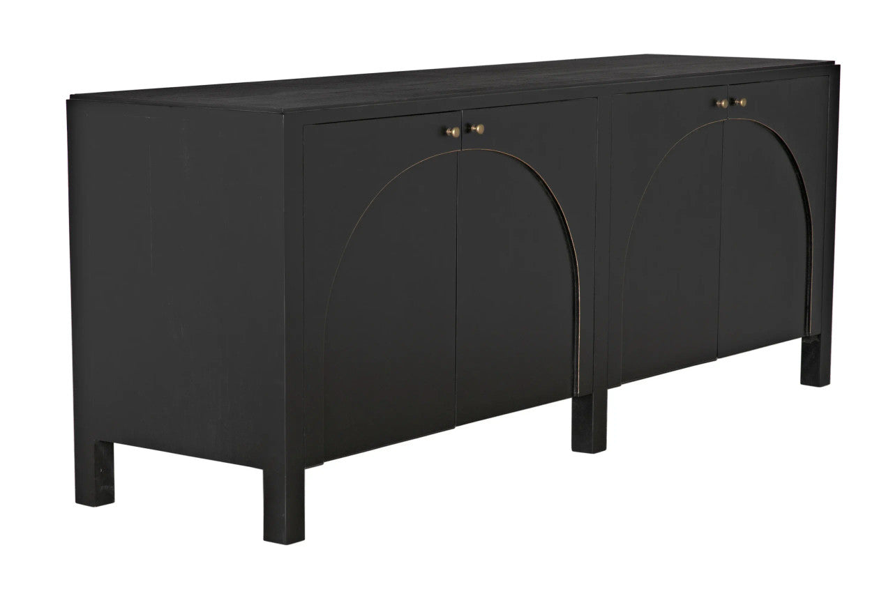 Noir Weston Sideboard in Hand Rubbed Black with Light Brown Trim GCON386HB