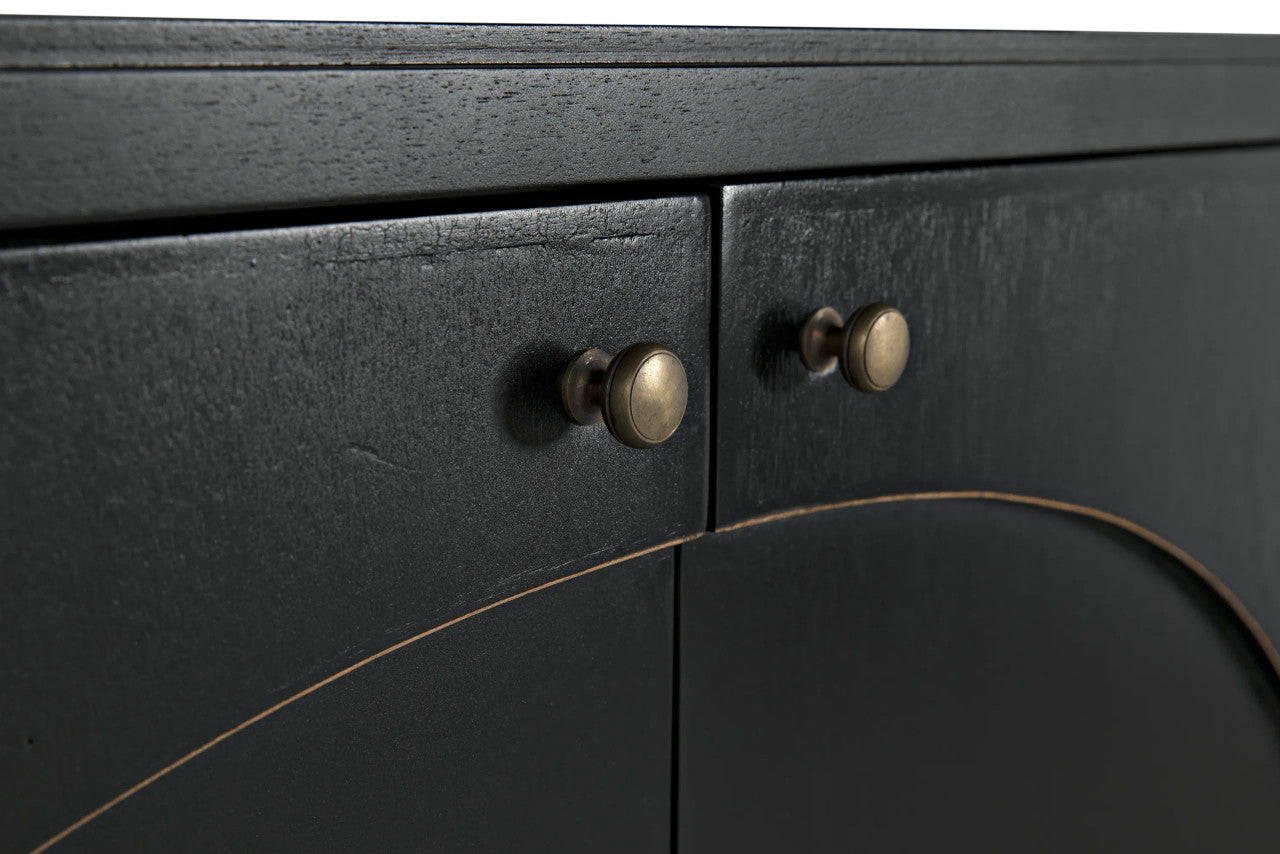 Noir Weston Sideboard in Hand Rubbed Black with Light Brown Trim GCON386HB