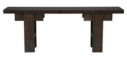 Noir Nabu Console in Hand Rubbed Black with Light Brown Trim GCON387HB