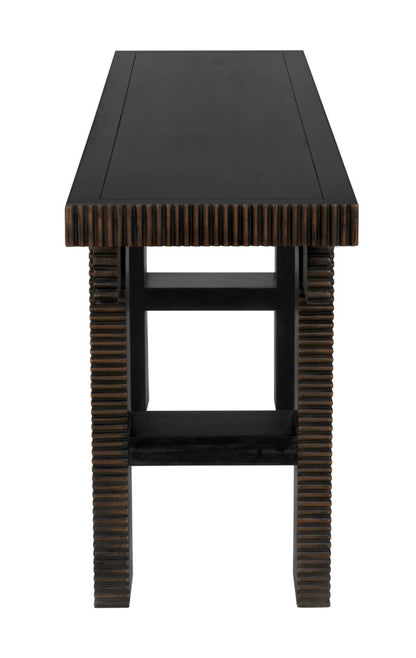 Noir Nabu Console in Hand Rubbed Black with Light Brown Trim GCON387HB