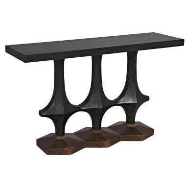 Noir Sydor Console in Ebony Walnut and Dark Walnut Base GCON400