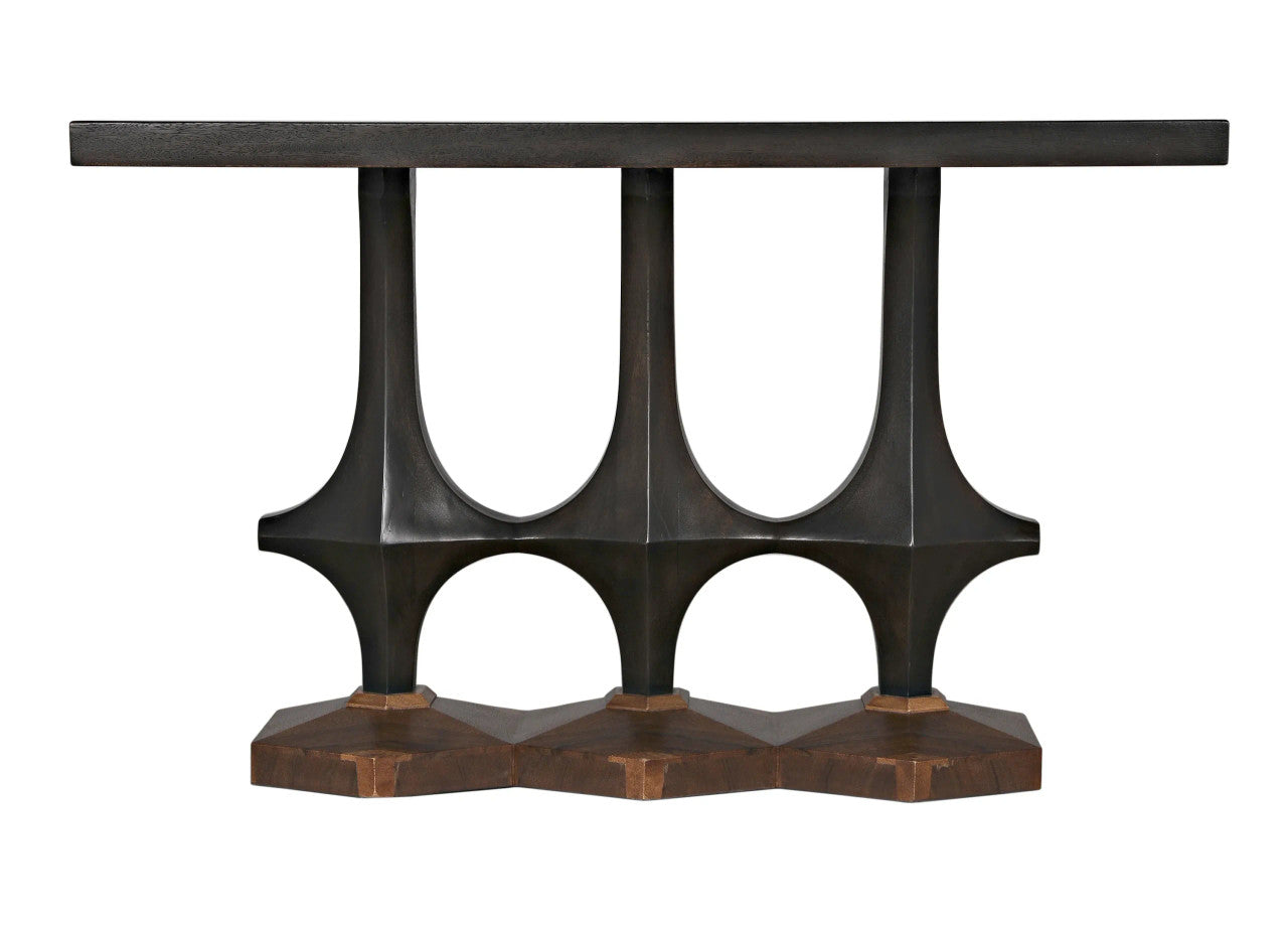 Noir Sydor Console in Ebony Walnut and Dark Walnut Base GCON400