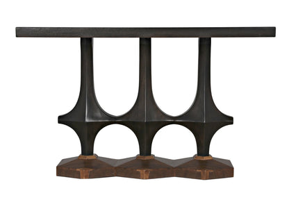 Noir Sydor Console in Ebony Walnut and Dark Walnut Base GCON400