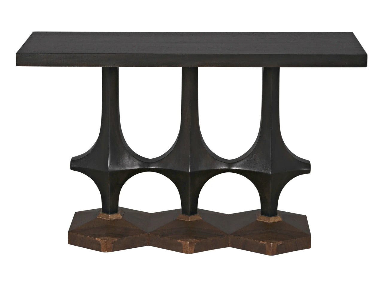 Noir Sydor Console in Ebony Walnut and Dark Walnut Base GCON400