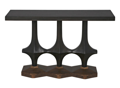 Noir Sydor Console in Ebony Walnut and Dark Walnut Base GCON400