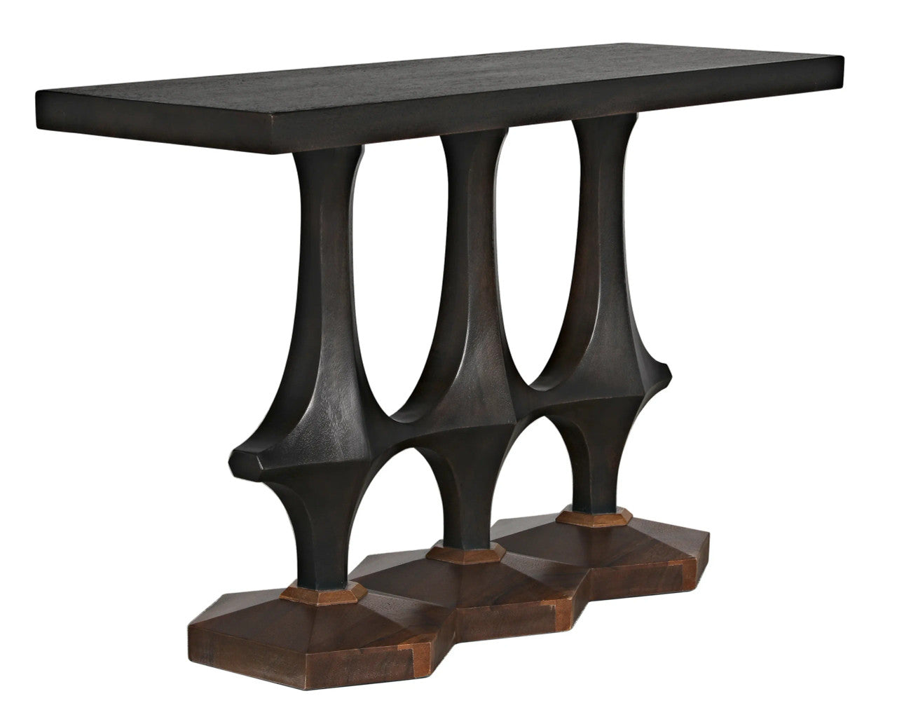 Noir Sydor Console in Ebony Walnut and Dark Walnut Base GCON400