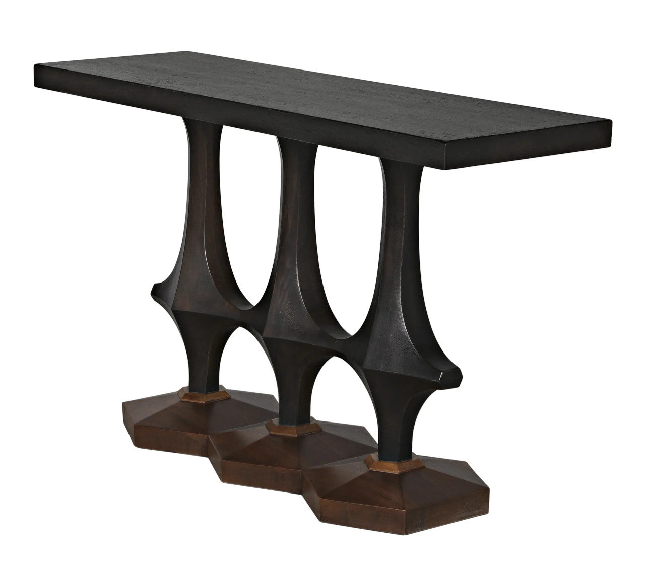 Noir Sydor Console in Ebony Walnut and Dark Walnut Base GCON400