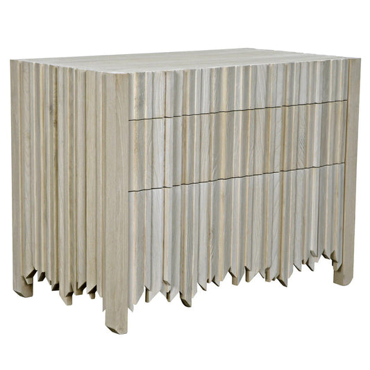 Noir Desdemona 3 Drawer Chest in Bleached Elm GCON419