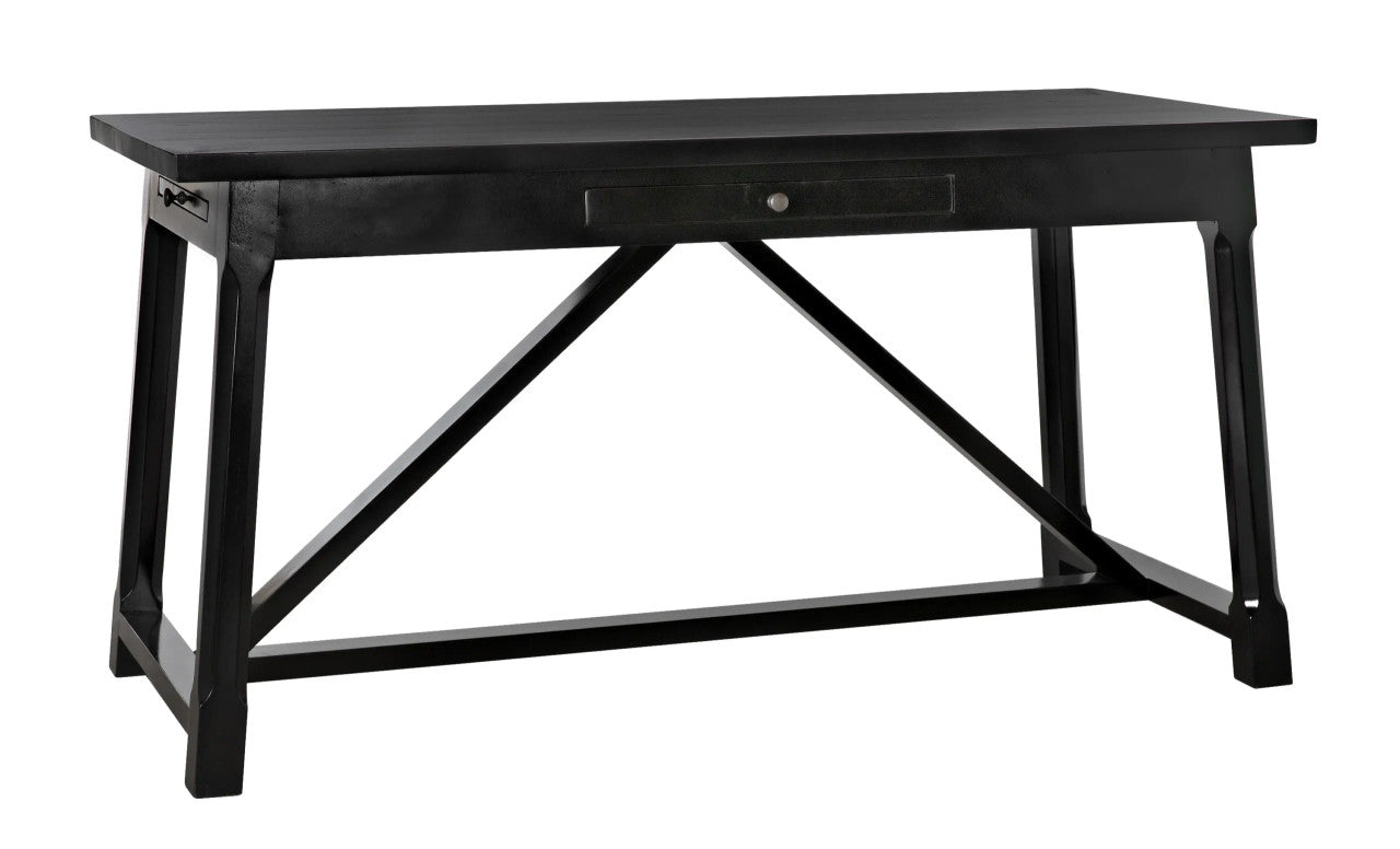 Noir Sutton Desk in Distressed Black GDES114D1