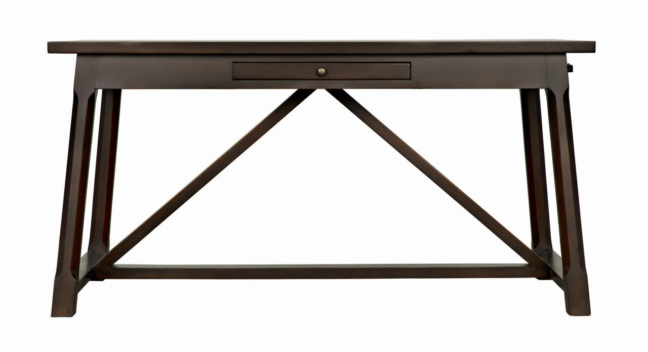 Noir Sutton Desk in Distressed Brown GDES114D