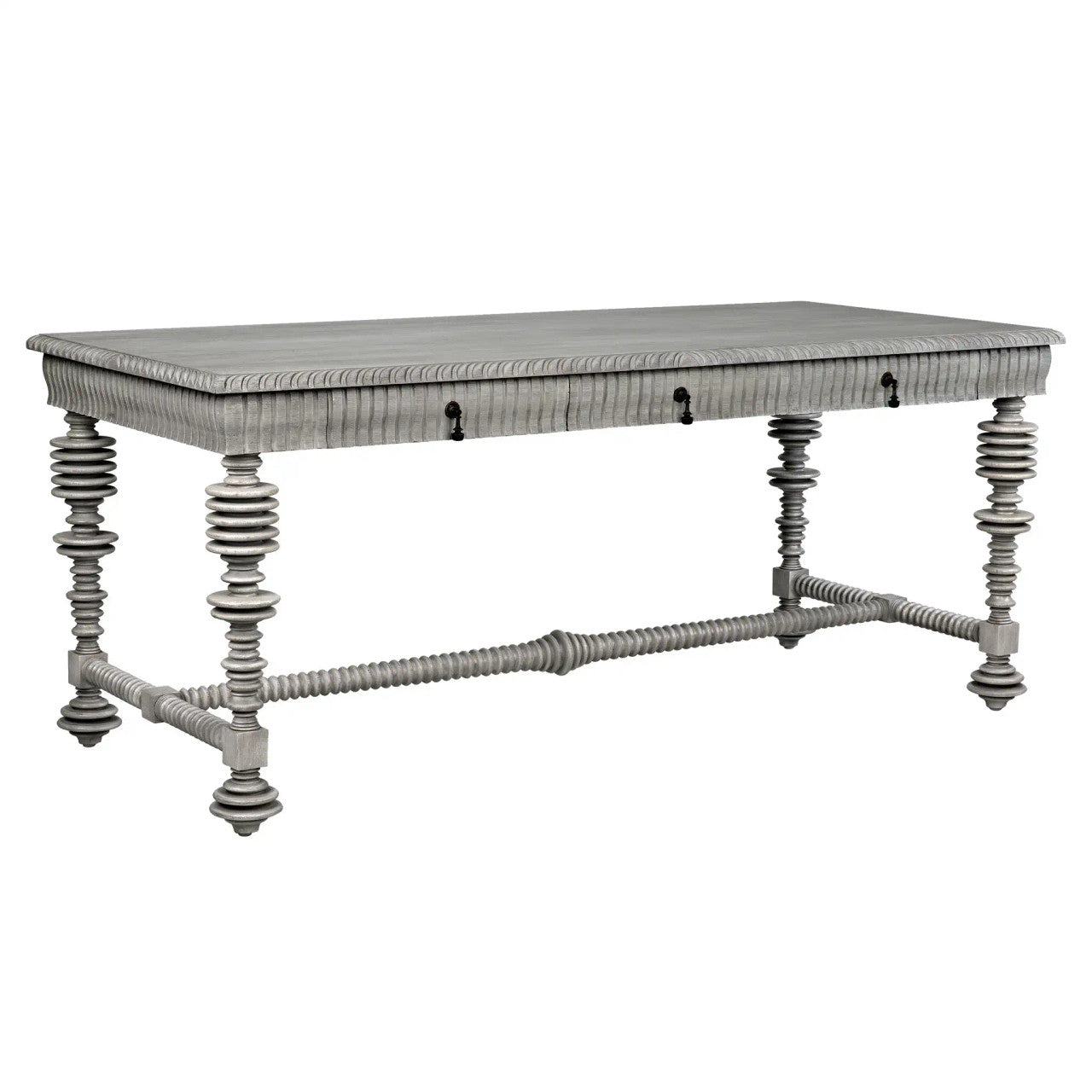 Noir Portuguese Desk in Distressed Gray GDES115DGR