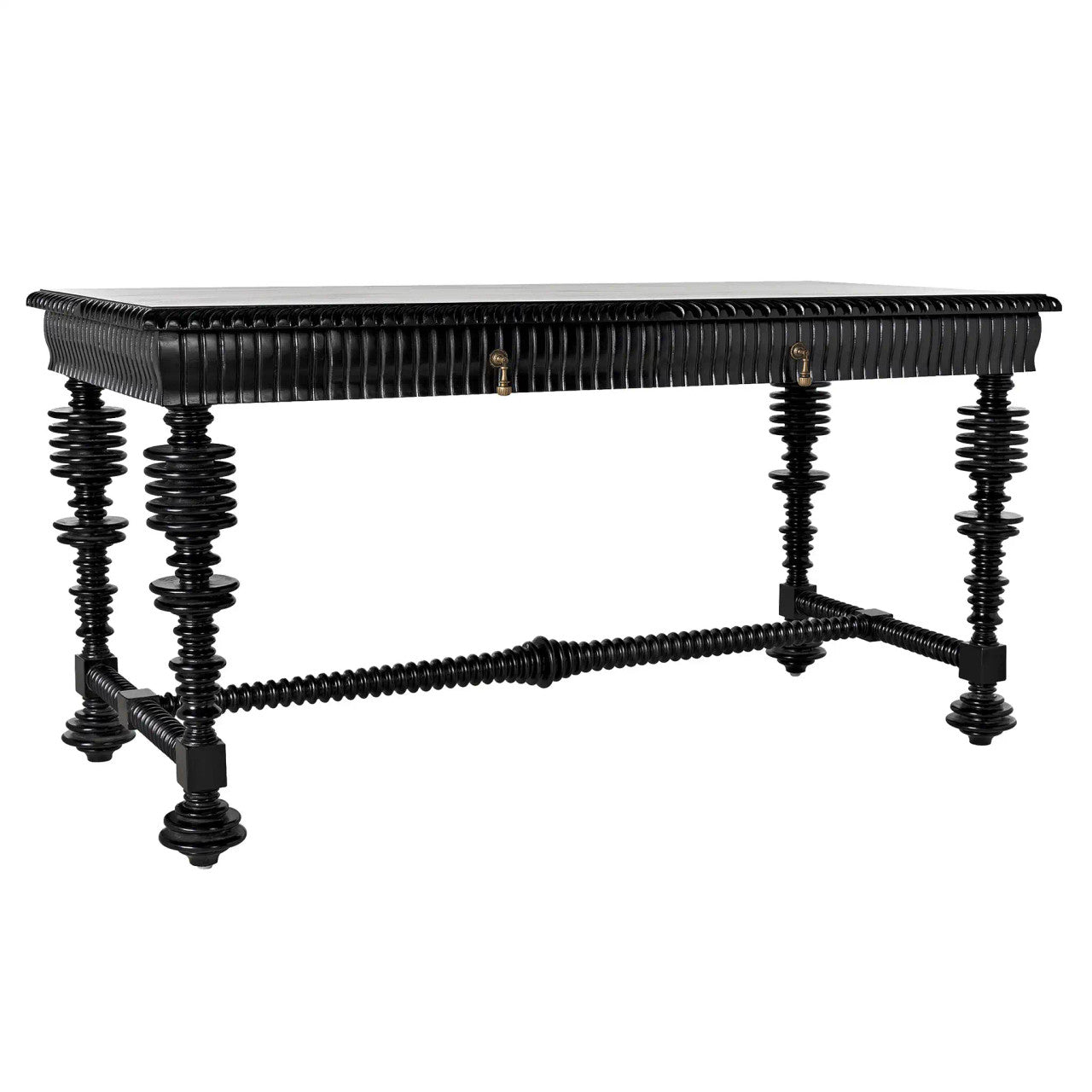 Noir Portuguese Desk in Hand Rubbed Black GDES115HB-S