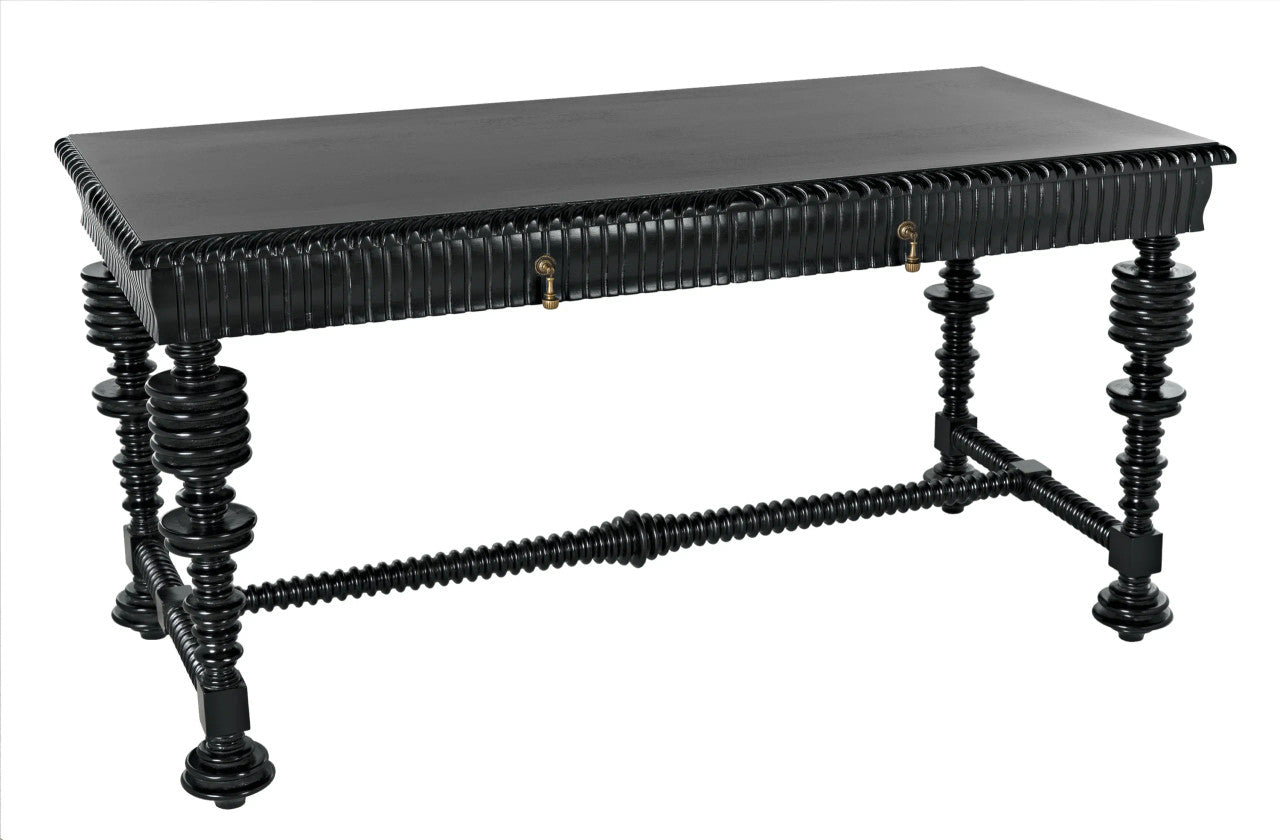 Noir Portuguese Desk in Hand Rubbed Black GDES115HB-S