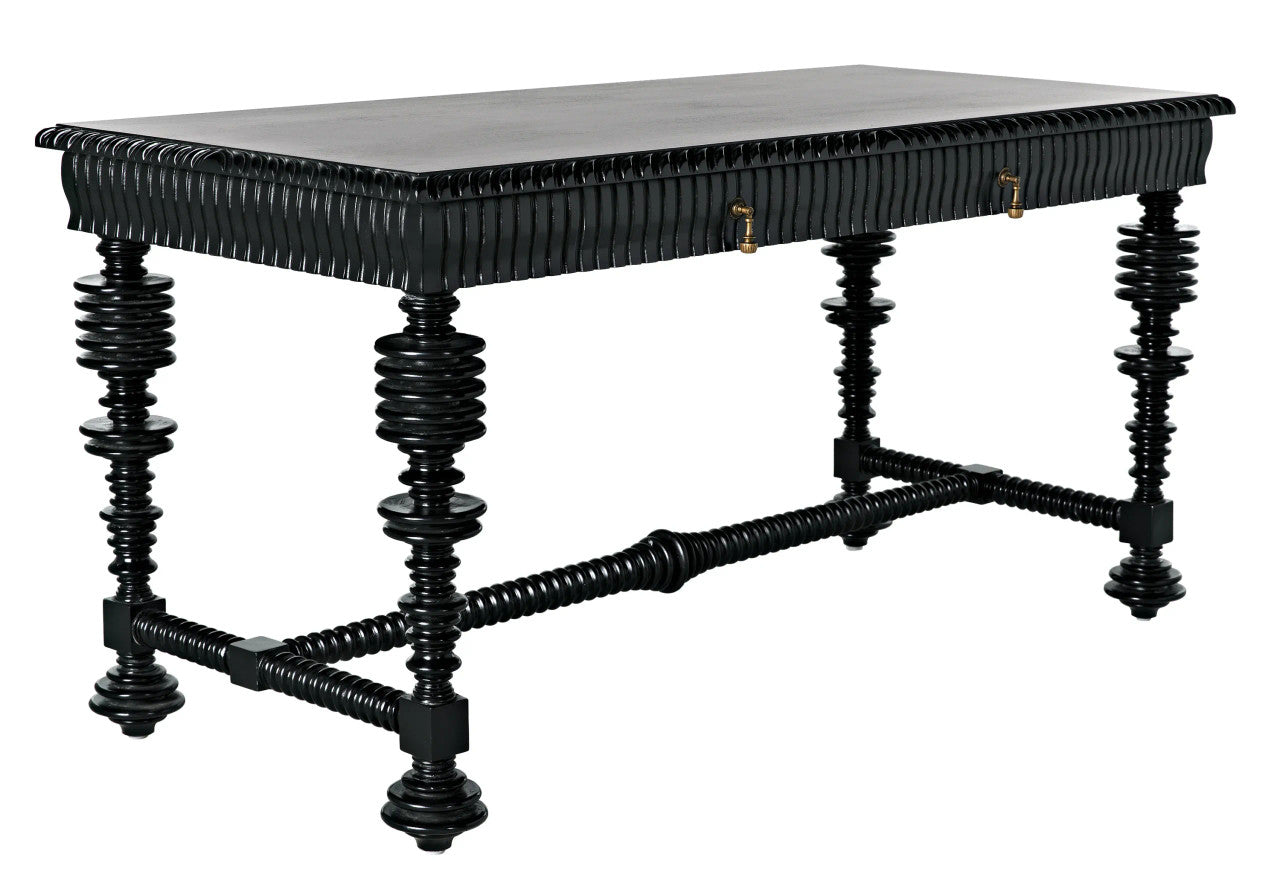 Noir Portuguese Desk in Hand Rubbed Black GDES115HB-S