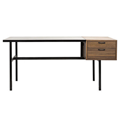 Noir Algeron Desk with Black Steel in Dark Walnut w/ Matte Black Frame GDES144MTB