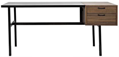 Noir Algeron Desk with Black Steel in Dark Walnut w/ Matte Black Frame GDES144MTB