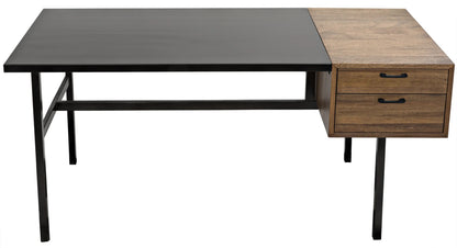 Noir Algeron Desk with Black Steel in Dark Walnut w/ Matte Black Frame GDES144MTB