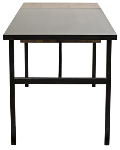 Noir Algeron Desk with Black Steel in Dark Walnut w/ Matte Black Frame GDES144MTB