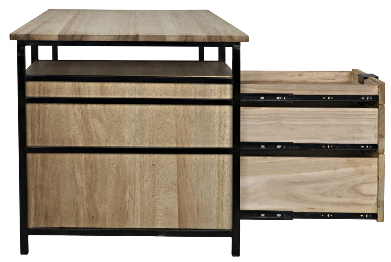 Noir Nabucco Desk in Bleached Walnut w/ Matte Black Legs GDES164BW