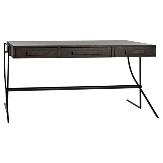 Noir Frank Desk in Ebony Walnut w/ Matte Black Base GDES181EB