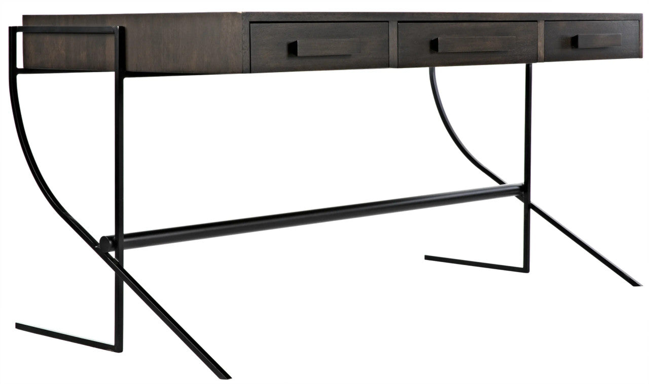 Noir Frank Desk in Ebony Walnut w/ Matte Black Base GDES181EB