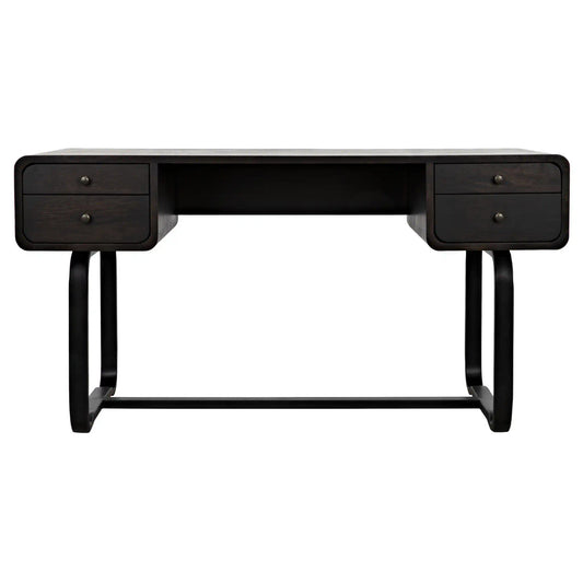 Noir Voltes Desk in Ebony Walnut w/ Matte Black Base GDES185EB