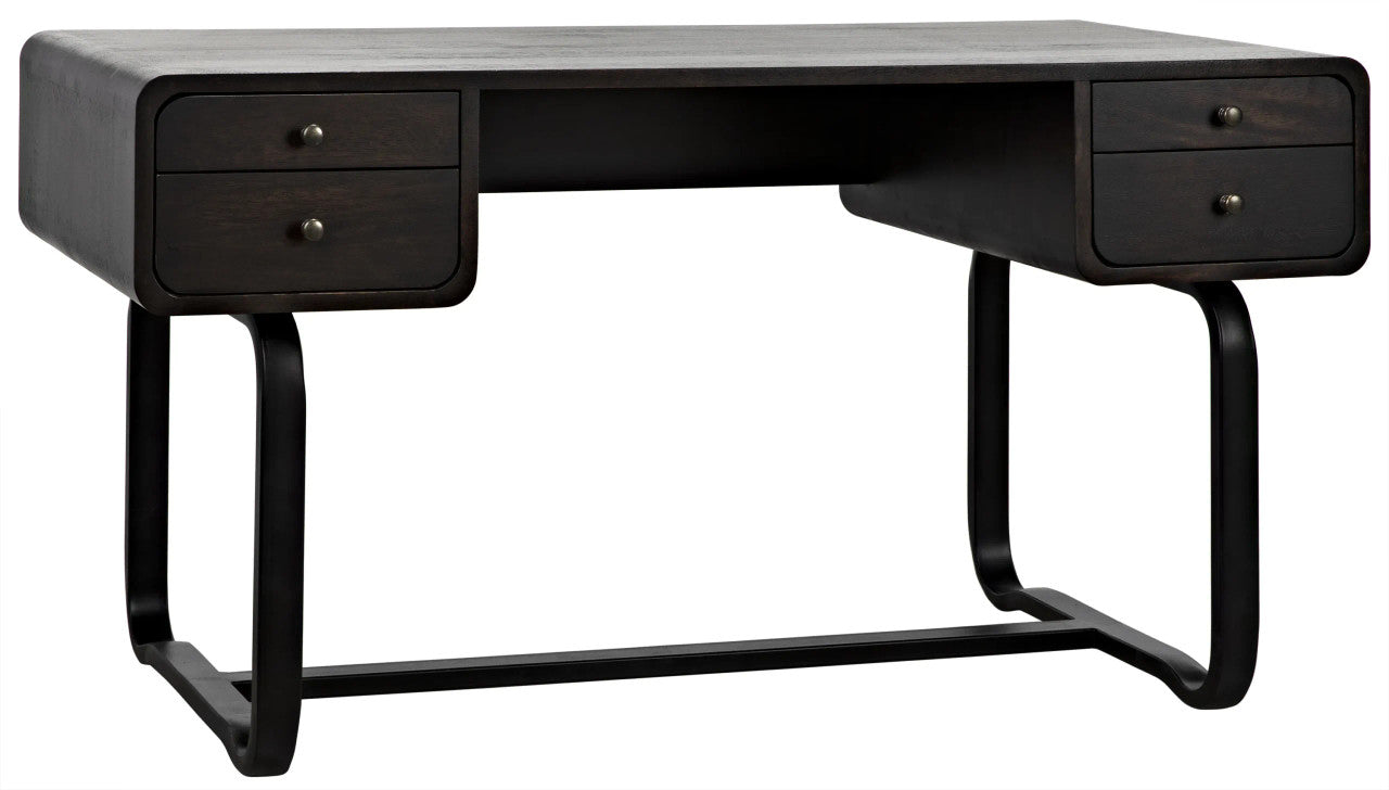 Noir Voltes Desk in Ebony Walnut w/ Matte Black Base GDES185EB