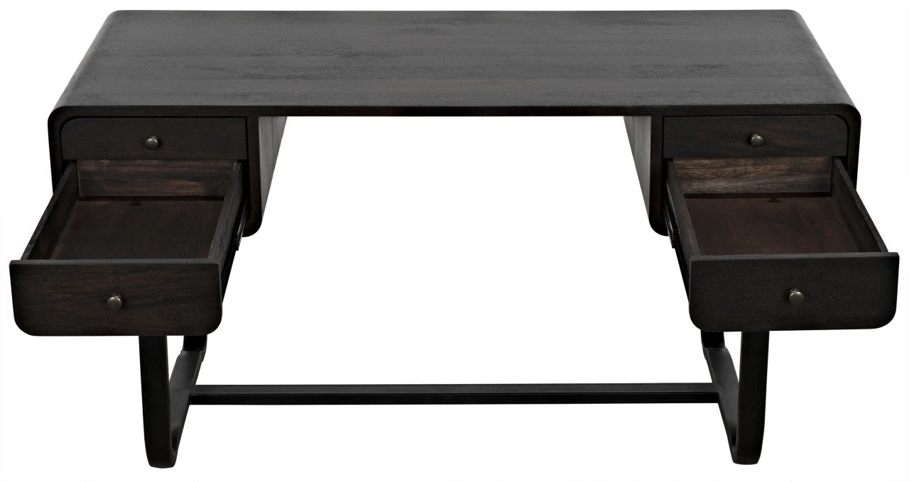 Noir Voltes Desk in Ebony Walnut w/ Matte Black Base GDES185EB