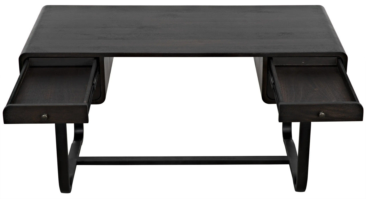 Noir Voltes Desk in Ebony Walnut w/ Matte Black Base GDES185EB